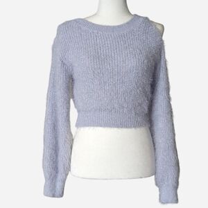 Black Note K Pop Princess Fuzzy Crop Sweater Lilac Size M